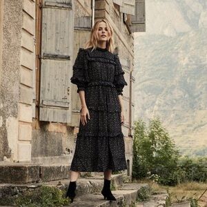 Doen Clay Black Floral Dress